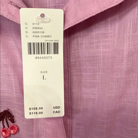 Maeve lilac cherry Embroidered Short-Sleeve Button-Down Shirt - Picture 3 of 11